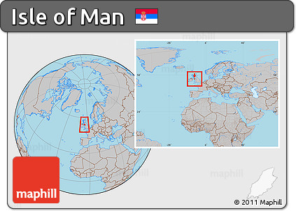 Gray Location Map of Isle of Man, within the entire continent