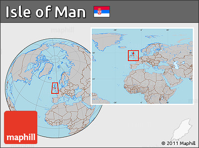Gray Location Map of Isle of Man, within the entire continent