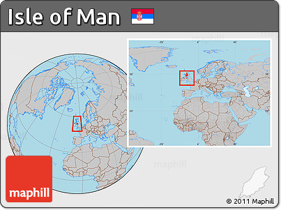 Gray Location Map of Isle of Man, within the entire continent