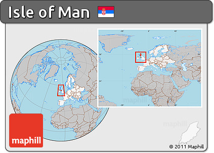 Gray Location Map of Isle of Man, highlighted continent, within the entire continent