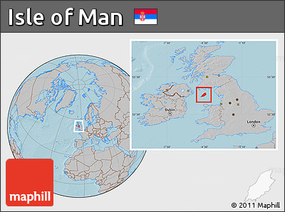 Gray Location Map of Isle of Man, hill shading