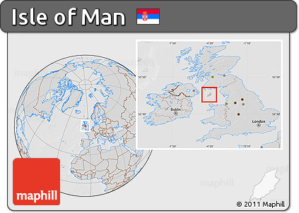 Gray Location Map of Isle of Man, lighten, desaturated, hill shading