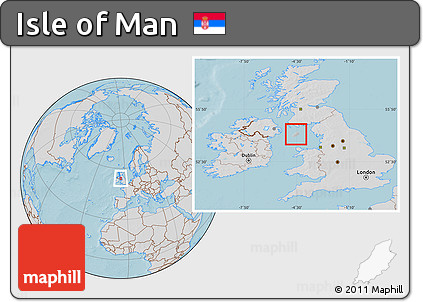 Gray Location Map of Isle of Man, lighten, desaturated, land only, hill shading