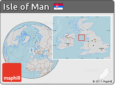 Gray Location Map of Isle of Man, lighten, desaturated, land only, hill shading