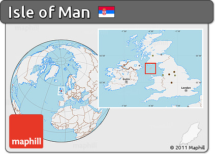 Gray Location Map of Isle of Man, lighten, land only