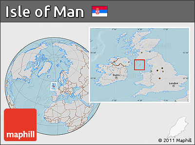 Gray Location Map of Isle of Man, lighten, semi-desaturated, land only, hill shading