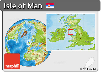 Gray Location Map of Isle of Man, physical outside