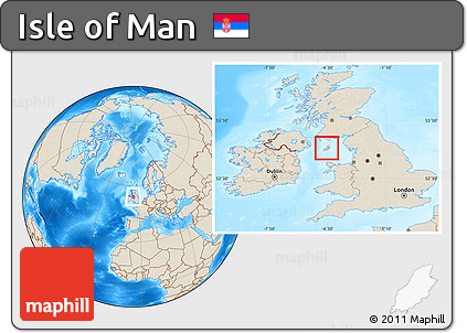 Gray Location Map of Isle of Man, shaded relief outside, hill shading