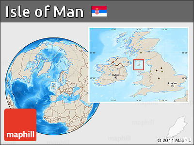 Gray Location Map of Isle of Man, shaded relief outside, hill shading