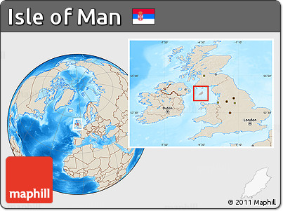 Gray Location Map of Isle of Man, shaded relief outside, hill shading