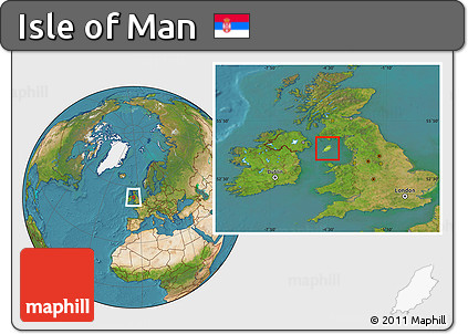 Physical Location Map of Isle of Man, satellite outside