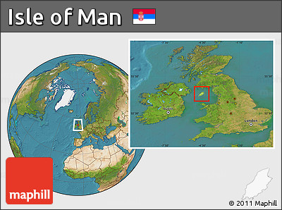 Physical Location Map of Isle of Man, satellite outside