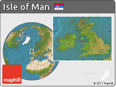 Physical Location Map of Isle of Man, satellite outside
