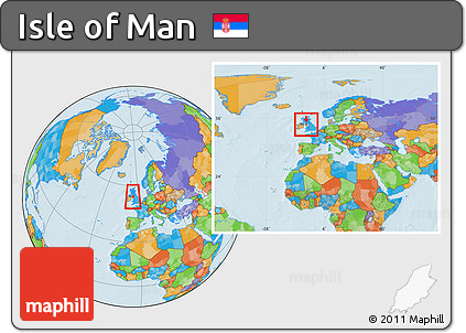 Political Location Map of Isle of Man, within the entire continent