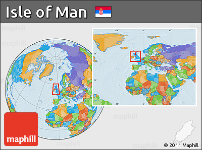 Political Location Map of Isle of Man, within the entire continent