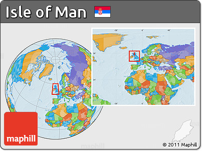Political Location Map of Isle of Man, within the entire continent