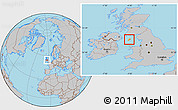Political Location Map of Isle of Man, gray outside