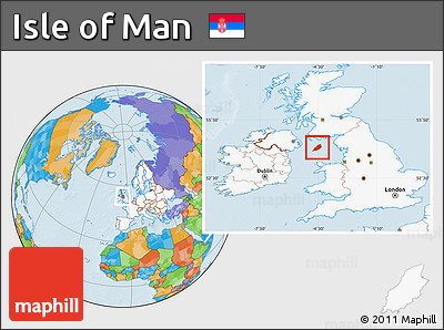 Political Location Map of Isle of Man, highlighted continent