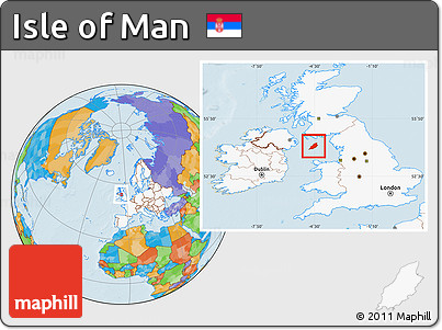 Political Location Map of Isle of Man, highlighted continent