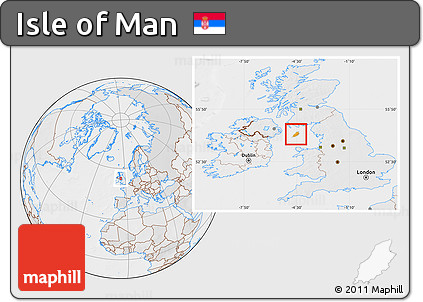 Political Location Map of Isle of Man, lighten, desaturated