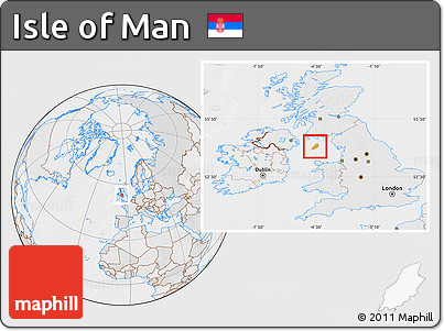 Political Location Map of Isle of Man, lighten, desaturated