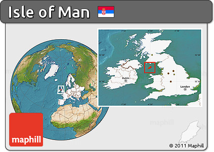 Satellite Location Map of Isle of Man, highlighted continent