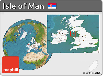 Satellite Location Map of Isle of Man, highlighted continent