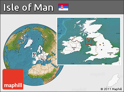 Satellite Location Map of Isle of Man, highlighted continent