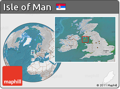 Satellite Location Map of Isle of Man, lighten, desaturated, land only