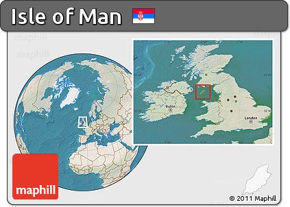 Satellite Location Map of Isle of Man, lighten, land only