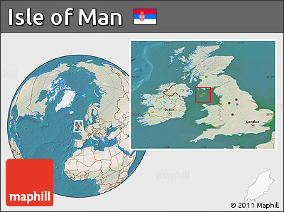 Satellite Location Map of Isle of Man, lighten, land only