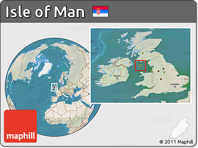 Satellite Location Map of Isle of Man, lighten, land only