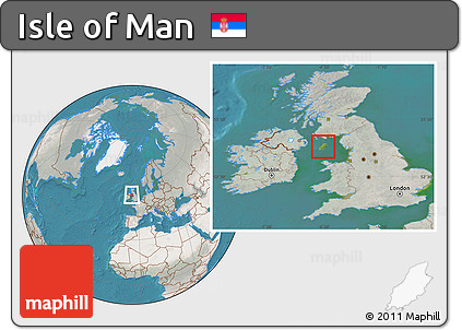 Satellite Location Map of Isle of Man, lighten, semi-desaturated, land only