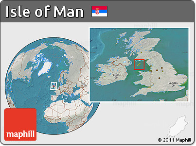 Satellite Location Map of Isle of Man, lighten, semi-desaturated, land only
