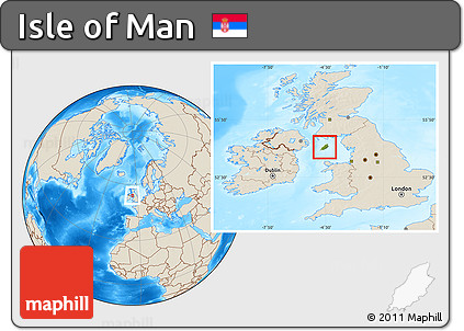 Satellite Location Map of Isle of Man, shaded relief outside