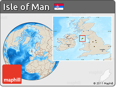 Satellite Location Map of Isle of Man, shaded relief outside