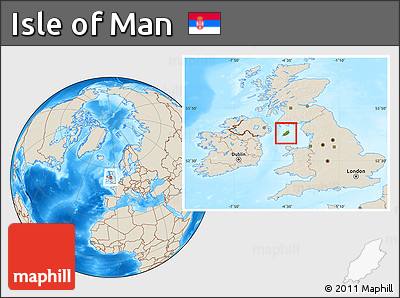 Satellite Location Map of Isle of Man, shaded relief outside