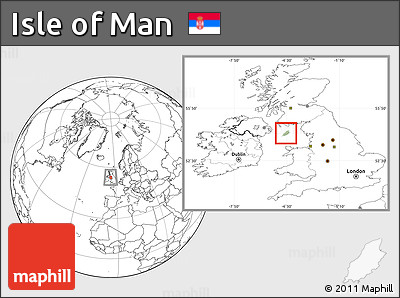Savanna Style Location Map of Isle of Man, blank outside, hill shading inside
