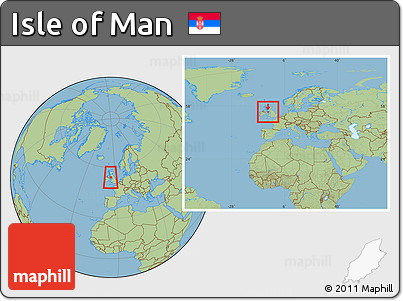 Savanna Style Location Map of Isle of Man, within the entire continent