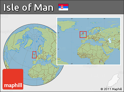 Savanna Style Location Map of Isle of Man, within the entire continent