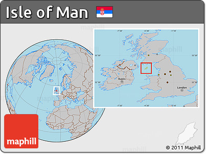 Savanna Style Location Map of Isle of Man, gray outside