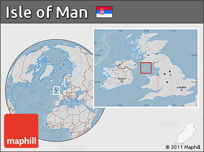 Savanna Style Location Map of Isle of Man, lighten, desaturated, land only, hill shading