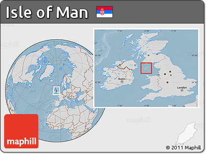 Savanna Style Location Map of Isle of Man, lighten, desaturated, land only, hill shading