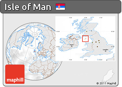 Shaded Relief Location Map of Isle of Man, lighten, desaturated