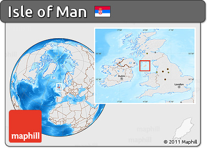 Shaded Relief Location Map of Isle of Man, lighten, desaturated, land only