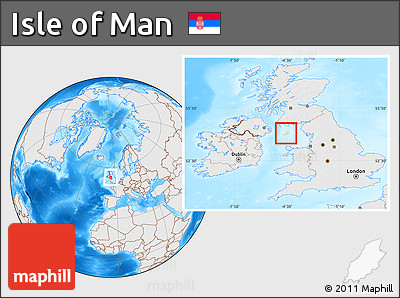 Shaded Relief Location Map of Isle of Man, lighten, desaturated, land only