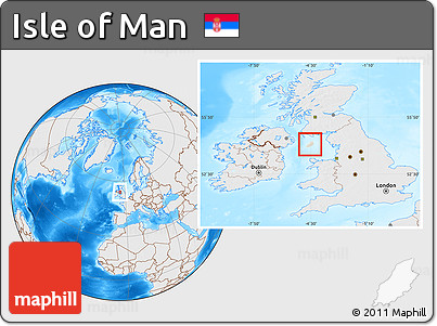 Shaded Relief Location Map of Isle of Man, lighten, desaturated, land only