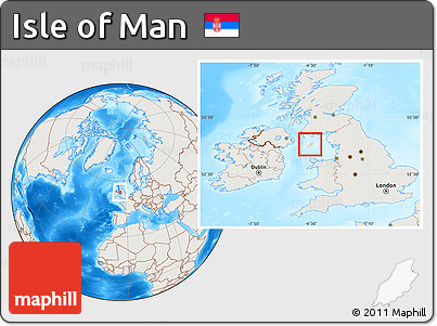 Shaded Relief Location Map of Isle of Man, lighten, land only