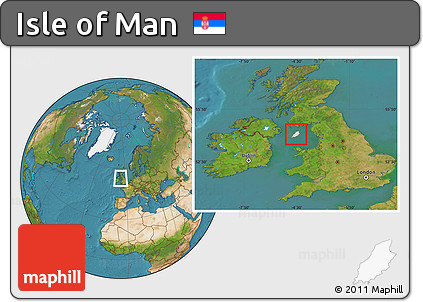 Shaded Relief Location Map of Isle of Man, satellite outside