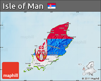 Flag Map of Isle of Man, physical outside